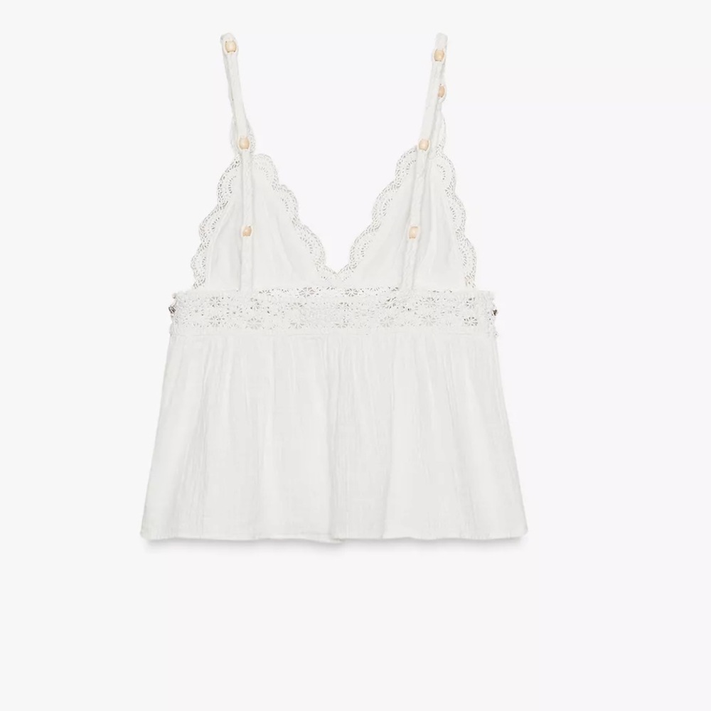 Zara NWT White Crochet & Beaded  Sleeveless Top - Picture 5 of 9